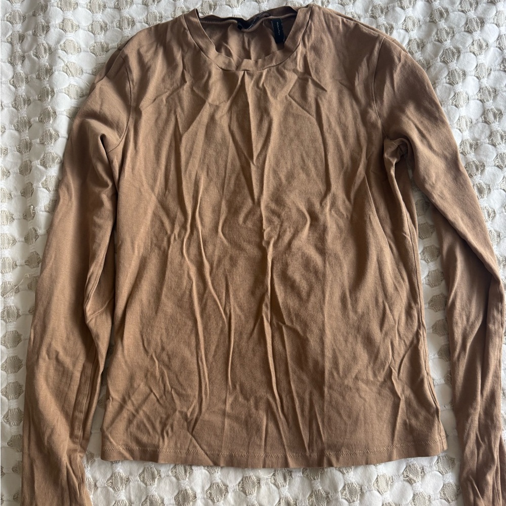 Theory Tan Crewneck Long Sleeve Top - Picture 3 of 4